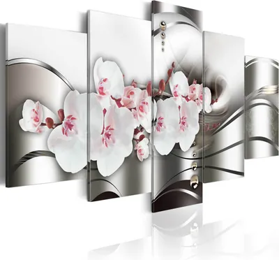 Produktbild von Leinwandbilder 200x100 cm b-A-0172-b-n Vlies Leinwandbild 5 tlg Kunstdruck modern Wandbilder XXL Wanddekoration Design Wand Bild ABSTRAKT BLUMEN ORCHIDEE