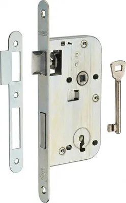 Image de Serrure encastrable à clé pour porte de chambre, axe 50mm, bouts ronds, zingué, 1 clé - THIRARD