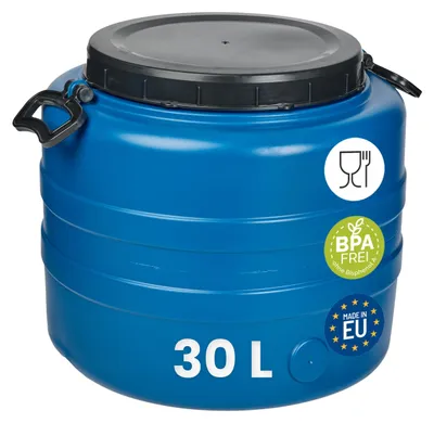 Image de Garronda 30L Fût à col large Fût d'ensilage Fût de fermentation Fût de fermentation Fût d'alimentation (bleu)