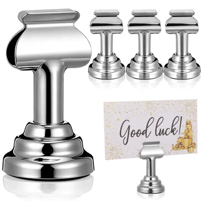 Tischkartenhalter aus Metall, 4er-Set, silber, 4,5x2,5x2,5 cm