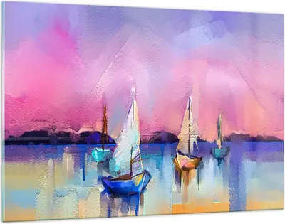 Produktbild von Bilder auf glas - Segelboot See - 120x80cm - Glasbilder - Wandbilder - Kunstdruck - zum Aufhängen bereit - Wanddekoration aus Glas - Glas Bilder - Wandbild auf Glas - Einteilig - GAA120x80-4099
