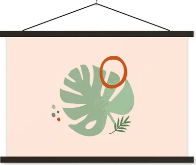 Produktbild von MuchoWow® Textilposter Monstera - Pflanzen - Sommer - Pastell 150x100 cm mit schwarzem Rahmen - Schlafzimmer