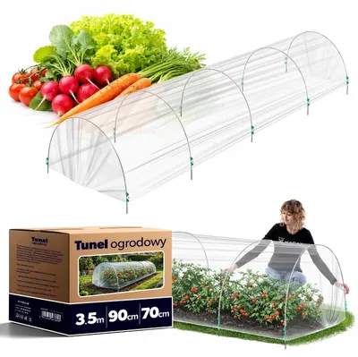 Produktbild von KADAX Folientunnel 350 x 90 x 70 cm, Pflanztunnel aus robuster PE Folie, Frostschutz für Pflanzen, Gartentunnel mit stabilen Bögen, Abdeckung für Frühbeet