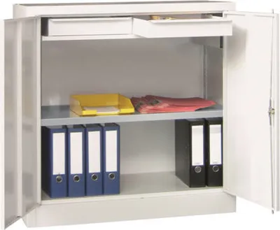 Produktbild von Stahlschrank - Vollblechtür - Zylinderschloss - 1.000x1.000x500 mm (HxBxT) - lichtgrau/himmelblau