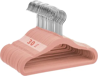 Produktbild von Rutschfeste Kinderkleiderbügel aus Samt – Set mit 30 Stück – 28 cm – Rosa