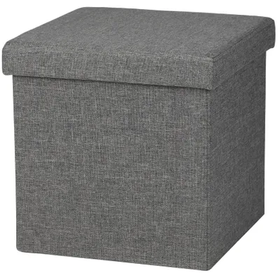 Produktbild von Urban Living Sitzhocker Sitzwürfel Aufbewahrungsbox Tissu 53492 Dunkelgrau