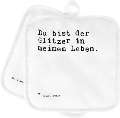 Produktbild von Mr. & Mrs. Panda Topflappen Du bist der Glitzer... - Weiß - Geschenk, topfhalter, Spruch Freundin, Familie, Glitzer, Sprüche, Set, Weisheiten Zitate Lustig Weisheit Worte