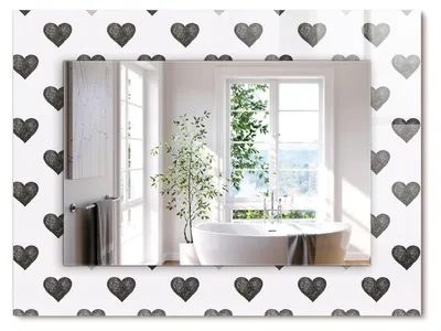 Produktbild von Schwarzes Herzmuster – Rechteckiger Spiegel mit Druck 80x60 cm – Modern - Dekorativ für die Wand