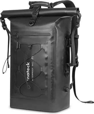 Produktbild von Inateck 30-35L Fahrradrucksack RollTop Rucksack Herren wasserdichter multifunktionaler Organizer mit abnehmbarem Schulterriemen Auslassventil wasserdichtem Reißverschluss
