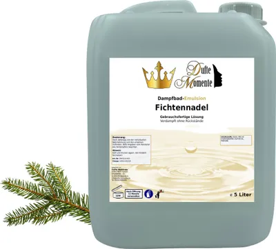 Produktbild von Dampfbad Emulsion Fichtennadel - 5 Liter - gebrauchsfertig für Dampfbad, Dampfdusche, Verdampferanlagen