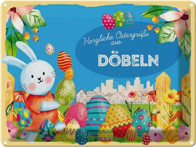 Produktbild von vianmo Blechschild 30x40 cm Ostern Ostergrüße DÖBELN Gruß