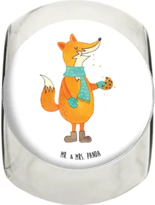 Produktbild von Mr. & Mrs. Panda Bonbonglas Fuchs Keks L 870ml - Weiß - Geschenk, Teedose, Frieren, keksglas, Vorratsglas, Weihnachten, Kaffeedose, Lebensmittelbehälter, Winter, Liebe