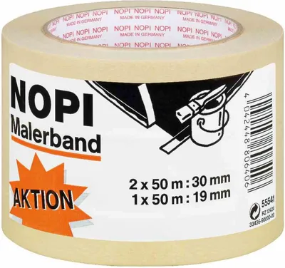 Produktbild von NOPI Malerkrepp 3-er Pack 2 x (50 m x 30 mm) + 1 x (50 m x 19 mm), beige