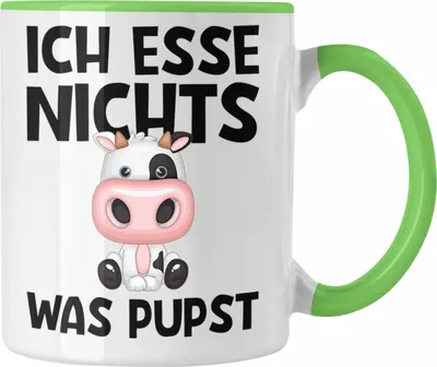 Produktbild von Trendation - Veganer Tasse Geschenk Ich Esse Nichts Was Pupst Vegetarier Vegan Geschenkidee Lustiger Spruch (Grün)