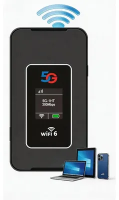 Immagine prodotto di Router Wi-Fi mobile 5G - Hotspot SIM portatile - Wi-Fi 6 - Batteria da 8000 mAh - Fino a 16 dispositivi - LTE a 2,4 GHz