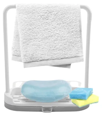 Spülschwammhalter für Spüle, Geschirrtuchhalter, Grau