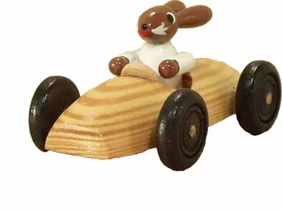 Produktbild von Osterdekoration Hasenrennauto natur BxH 8x3xcm NEU