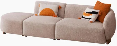 Productafbeelding van Beige tweezitsbank, grote stoffenbank, modern design, designmeubels