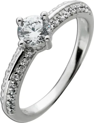 Produktbild von Damenring Silber 925 weiße Zirkonia Steine 18
