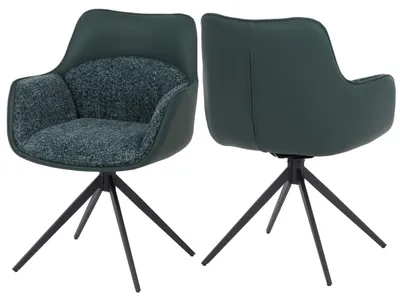 Produktbild von 2er-Set Esszimmerstuhl HWC-R23, Küchenstuhl Drehstuhl Stuhl, drehbar Kunstleder Stoff Chenille (410 g/m²) grün