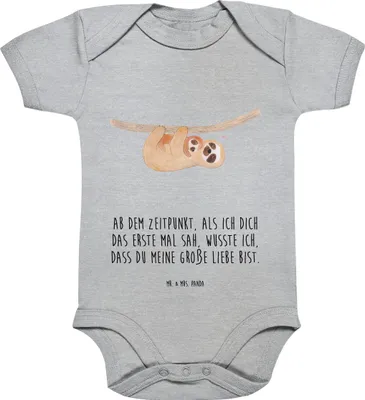 Produktbild von Mr. & Mrs. Panda Strampler Baby Faultier Kind 1. - 3. Monat - Heather Grey - Geschenk, Mutter, Geburt, Babystrampler, Kurzarmbody, Liebe, Babybody, babykleidung body