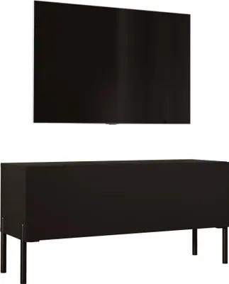 Produktbild von TV-SCHRANK : Mattschwarz / Schwarz glänzend mit Beinen in Schwarz, 100 x 52 x 32 cm