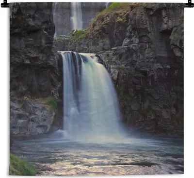 Produktbild von MuchoWow® Wandteppich Wandbehang Wasserfall - Wasser - Felsen 150x150 cm Tapisserie Dekoration Wandtuch - Wohnaccessoires - Modernes