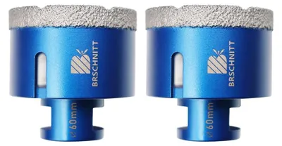 Produktbild von Fliesenbohrer 60mm M14 Diamant Lochsäge 2 Stück für Porzellan Keramik Marmor Granit Winkelschleifer