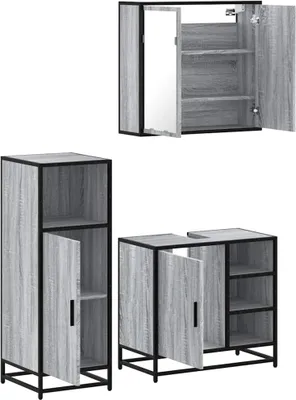 Image de Maison Exclusive - Ensemble de meubles de salle de bain 3 pièces gris Sonoma en bois composite