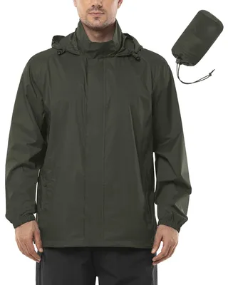 Produktbild von Elzusha – Wasserdichte, ultraleichte, faltbare Regenjacke für Herren – Armeegrün