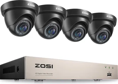 Produktbild von ZOSI FHD Video Überwachungssystem 8CH H.265+ 1080P DVR mit (4) 2MP Außen Dome Überwachungskamera ohne Festplatte