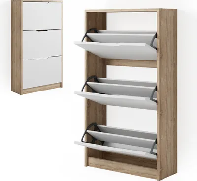 Produktbild von Schuhkipper Vicco Luca Sonoma/Weiß 59 x 105 cm 3 Fächer, Model 36735