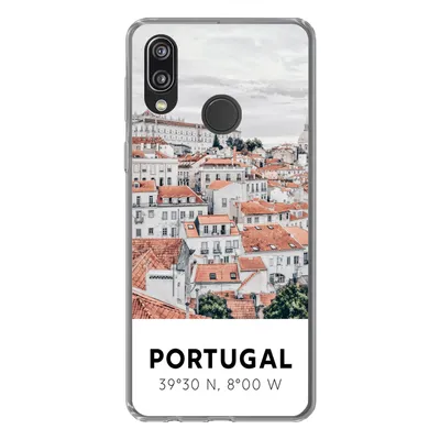Produktbild von MuchoWow® Handyhülle Schutzhülle Hülle für Huawei P20 Lite (2020) Portugal - Europa - Rot - Silhouette Silikon Softcase Handy Hülle - Kartenhalter