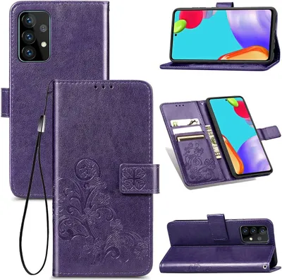 Produktbild von König Design Hülle kompatibel mit Samsung Galaxy A72 5G Kunstleder Handyhülle - Handy Case Violett