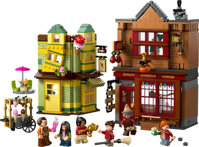 Produktbild von LEGO Harry Potter Qualität für Quidditch & Fortescues Eissalon - Set mit 2 Winkelgasse Läden, 6 Minifiguren & Zubehör inkl. Nimbus 2000 Besen - Geschenk für Jungen & Mädchen ab 8 Jahren - 76452