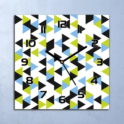 Produktbild von Wanduhr Echt-Glas-Küchenuhr Geometrisches Muster Quarz 30x30 Deko Bilder