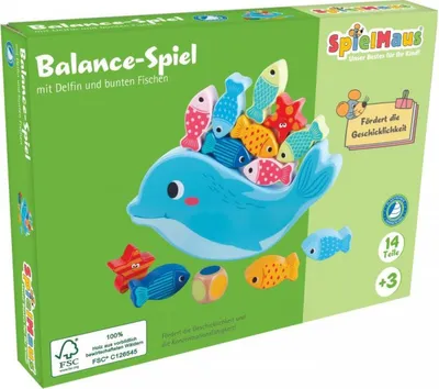 Produktbild von Holz Balance Spiel Delfin 14-teiliges Geschicklichkeitsspiel