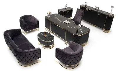 Produktbild von Designer Büromöbel Arbeitstisch Modern Kommode Sitzgruppe 7tlg. Homeofficeset