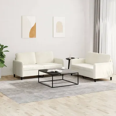 Image de ensemble canapé 2 pièces Ensemble canapé velours crème 3201982