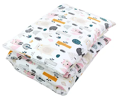 Produktbild von TupTam Kinder Gemusterte Bettdecken Set Ganzjahresdecke Bettdecke Kopfkissen Flachkissen 2tlg., Farbe: Wald / Beige, Größe: 135x100 cm