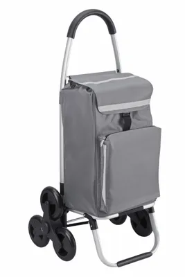 Produktbild von Meister Einkaufstrolley Grau, 54 + 5 L 3x3 Treppensteiger Einkaufsroller mit Kühlfach