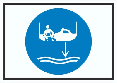 Produktbild von Bereitschaftsboot fieren beim Aussetzvorgang Symbol Schild A6 Rückseite selbstklebend