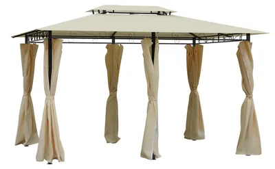 Immagine prodotto di Gazebo da giardino - Tenda per feste - Pergola - Tettoia - Pergola - Stile coloniale - Tetto a due falde - 3x4 metri - Colore crema