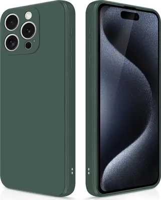 Produktbild von Silikon Hülle für iPhone 15 Pro Flüssigsilikon Dünn Gel Gummi Matt Kratzfeste Schutzhülle Nachtgrün