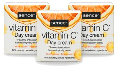 Image de 3 crèmes de jour à la vitamine C Sence pour une peau éclatante - 50 ml - Pack avantageux - 3 pièces