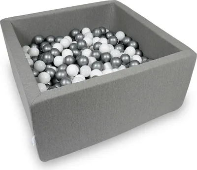 Produktbild von Trockenbecken 90x90x40cm grau mit 400 Bällen: weiß, silber