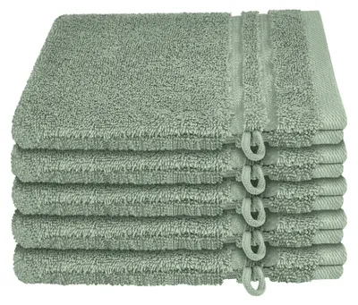 Produktbild von SCHIESSER Waschhandschuhset Milano | Einfarbig | 5-teilig | 100% Baumwolle | Weich & Saugstark | 16x22 cm | Hellgrün