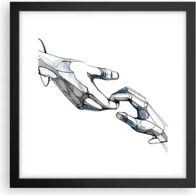 Produktbild von Gerahmtes Poster - Schwarzer Rahmen - Surrealismus Hände Hilfe - 30x30 cm - Wand Bild - Wanddeko - Wandbilder - Kunstposter - Wandposter - Bilderrahmen - Bilder - Kunstdruck - P2BAC30x30-4438
