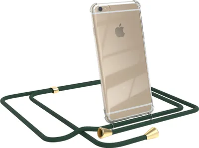 Produktbild von EAZY CASE Handykette kompatibel mit Apple iPhone 6 / 6S, Handyhülle mit Umhängeband, Handykordel, Schutzhülle Clear, Band in Grün