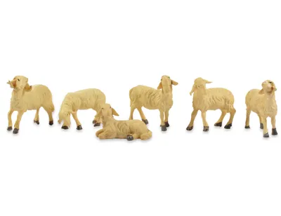 Produktbild von Schafe für Weihnachtskrippe - 6-tlg. Tierset Cremeweiß 4-6 cm | 78037